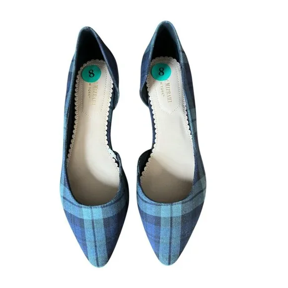 SIZE 8 ISAAC MIZRAHI GREEN/BLACK (BLACKWATCH) PLAID BALLET FLATS NWOT - Picture 1 of 7